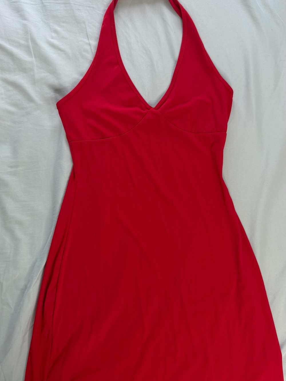 Red Halter Midi Dress - Women Dresses Midi